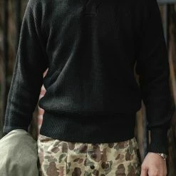 Bronson USAAF Type A-1 V-neck Mechanics Sweater - Black TOPS