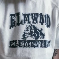 Non Stock Vintage Elmwood Elementary Print Raglan Sleeve T-Shirt TOPS 32 Non Stock Vintage Elmwood Elementary Print Raglan Sleeve T-Shirt TOPS