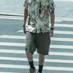 Non Stock Ukiyo-e Tiger & Bamboo Pattern Aloha Shirt - Light Green TOPS 30 Non Stock Ukiyo-e Tiger & Bamboo Pattern Aloha Shirt - Light Green TOPS