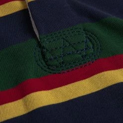 Non Stock Classic Fit Striped Jersey Rugby Shirt - Green Ivy Stripe TOPS