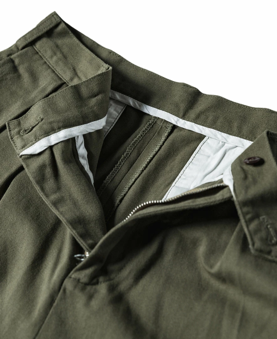 Non Stock Classic Straight Leg Double Pleated Shorts - Olive 13 Non Stock Classic Straight Leg Double Pleated Shorts - Olive