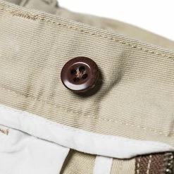 Non Stock BEST SELLERS 1930s IVY Style Double Pleated Chino Trousers - Khaki