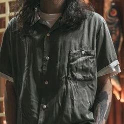 Non Stock TOPS Loose Embroidery Bowling Shirt