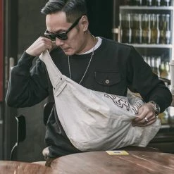 Non Stock 17.5 Oz Terry Cloth Military Pocket Sweatshirt - Black TOPS