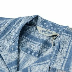 Non Stock Paisley Print Seersucker Open Collar Shirt - Sky Blue TOPS 19 Non Stock Paisley Print Seersucker Open Collar Shirt - Sky Blue TOPS