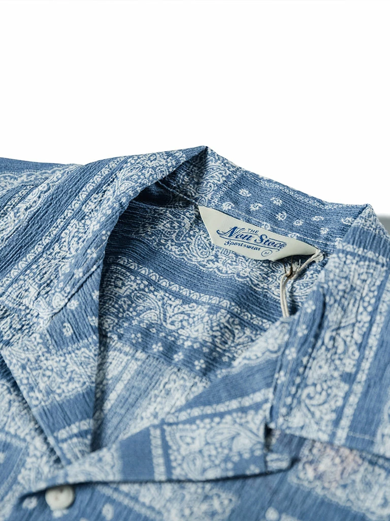 Non Stock Paisley Print Seersucker Open Collar Shirt - Sky Blue TOPS 8 Non Stock Paisley Print Seersucker Open Collar Shirt - Sky Blue TOPS