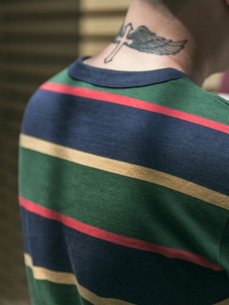 Non Stock TOPS 10 Oz Striped Long Sleeve Crewneck T-Shirt 11 Non Stock TOPS 10 Oz Striped Long Sleeve Crewneck T-Shirt