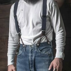 Bronson ACCESSORIES Old-Time X-Back Leather Button Suspender