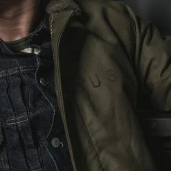 Bronson 1940s USN 3rd Type N-1 Woolen Deck Jacket - Olive Stencil OUTERWEAR