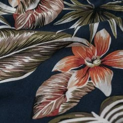 Non Stock Plants & Flowers Pattern Aloha Shirt - Navy