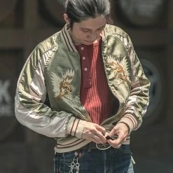 Non Stock 1950s Reversible Acetate Souvenir Jacket - Falcon × Tiger 23 Non Stock 1950s Reversible Acetate Souvenir Jacket - Falcon × Tiger