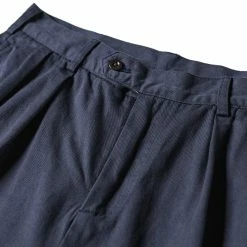 Non Stock Classic Straight Leg Double Pleated Shorts - Navy BOTTOMS