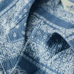 Non Stock Paisley Print Seersucker Open Collar Shirt - Sky Blue TOPS 20 Non Stock Paisley Print Seersucker Open Collar Shirt - Sky Blue TOPS