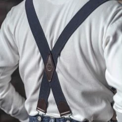 Bronson ACCESSORIES Old-Time X-Back Leather Button Suspender