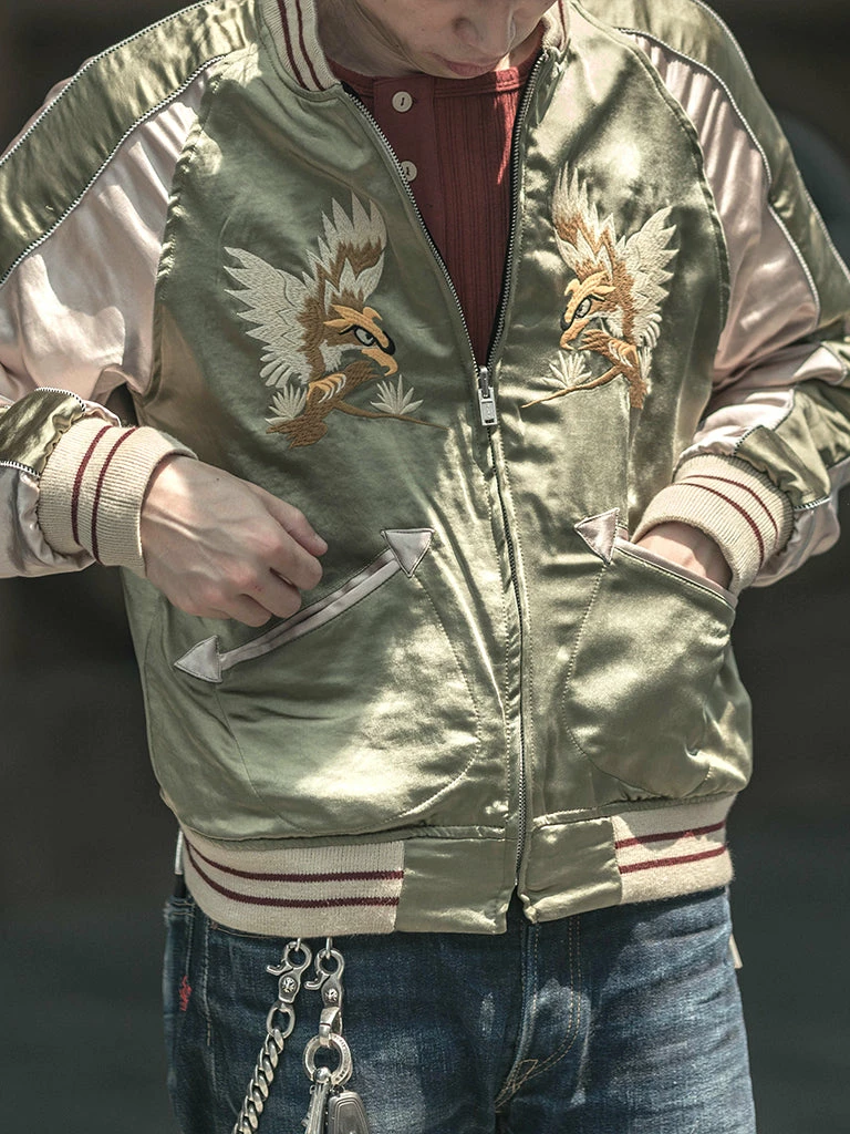 Non Stock 1950s Reversible Acetate Souvenir Jacket - Falcon × Tiger 5 Non Stock 1950s Reversible Acetate Souvenir Jacket - Falcon × Tiger