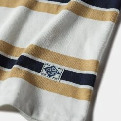 Non Stock 9.8 Oz IVY Style Striped T-Shirt - Maize/Blue TOPS