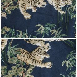 Bronson Lot AS08 Ukiyo-e Tiger & Bambo Pattern Aloha Shirt - Navy Back In Stock