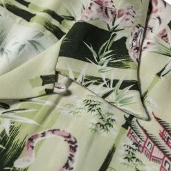 Non Stock Ukiyo-e Tiger & Bamboo Pattern Aloha Shirt - Light Green TOPS 32 Non Stock Ukiyo-e Tiger & Bamboo Pattern Aloha Shirt - Light Green TOPS