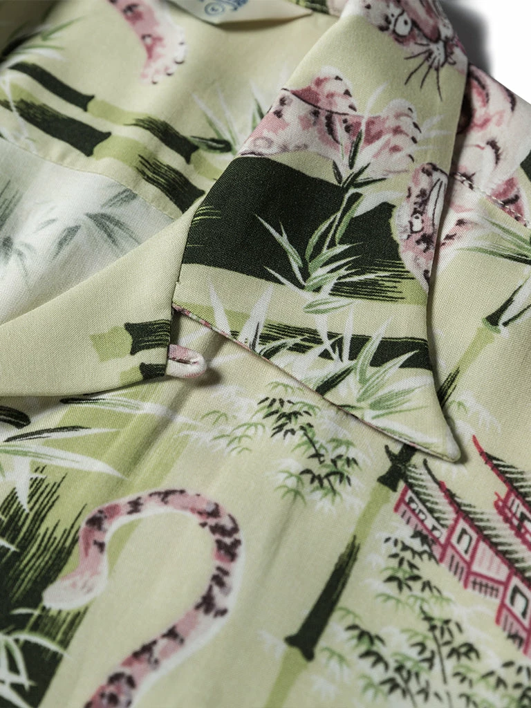 Non Stock Ukiyo-e Tiger & Bamboo Pattern Aloha Shirt - Light Green TOPS 15 Non Stock Ukiyo-e Tiger & Bamboo Pattern Aloha Shirt - Light Green TOPS