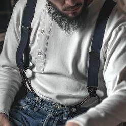 Bronson ACCESSORIES Old-Time X-Back Leather Button Suspender