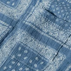 Non Stock Paisley Print Seersucker Open Collar Shirt - Sky Blue TOPS 21 Non Stock Paisley Print Seersucker Open Collar Shirt - Sky Blue TOPS