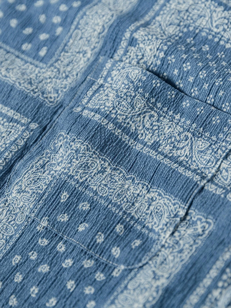 Non Stock Paisley Print Seersucker Open Collar Shirt - Sky Blue TOPS 10 Non Stock Paisley Print Seersucker Open Collar Shirt - Sky Blue TOPS