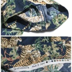 Bronson Lot AS08 Ukiyo-e Tiger & Bambo Pattern Aloha Shirt - Navy Back In Stock