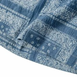 Non Stock Paisley Print Seersucker Open Collar Shirt - Sky Blue TOPS 23 Non Stock Paisley Print Seersucker Open Collar Shirt - Sky Blue TOPS