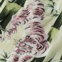Non Stock Ukiyo-e Tiger & Bamboo Pattern Aloha Shirt - Light Green TOPS 34 Non Stock Ukiyo-e Tiger & Bamboo Pattern Aloha Shirt - Light Green TOPS
