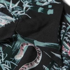 Non Stock Ukiyo-e Tiger & Bamboo Pattern Aloha Shirt - Black