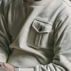 Non Stock 17.5 Oz Terry Cloth Military Pocket Sweatshirt - Apricot TOPS