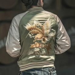 Non Stock 1950s Reversible Acetate Souvenir Jacket - Falcon × Tiger 25 Non Stock 1950s Reversible Acetate Souvenir Jacket - Falcon × Tiger