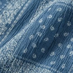 Non Stock Paisley Print Seersucker Open Collar Shirt - Sky Blue TOPS 24 Non Stock Paisley Print Seersucker Open Collar Shirt - Sky Blue TOPS