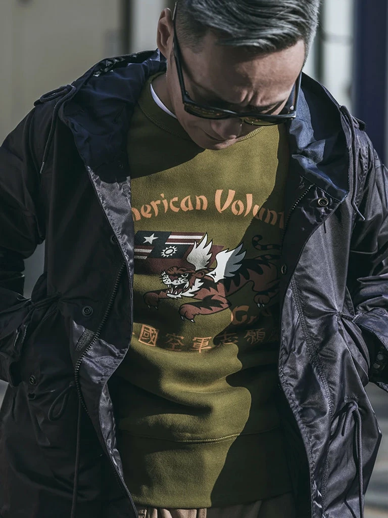 Non Stock Flying Tigers Military Print Sweatshirt - Olive 9 Non Stock Flying Tigers Military Print Sweatshirt - Olive