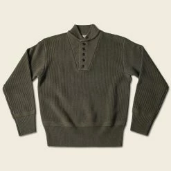 Bronson TOPS US Army High Neck Wool Sweater - Olive