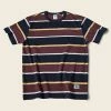 Non Stock 9.8 Oz IVY Style Striped T-Shirt - Burgundy Red/Navy TOPS