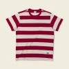 Non Stock Heavyweight Cotton Wide Striped T-Shirt - Red/Apricot TOPS