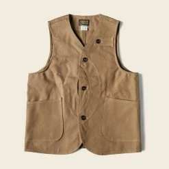Bronson NEW ARRIVALS 1930s Heavyweight Canvas Game Pocket Hunting Vest - Khaki
