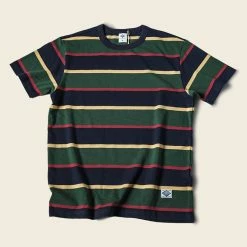 Non Stock TOPS 9.8 Oz IVY Style Striped T-Shirt - Navy/Green