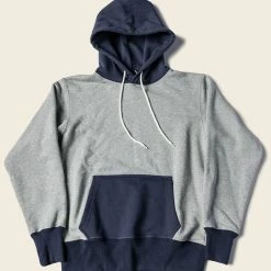 Non Stock 17.5 Oz Terry Cloth Two-Tone Hoodie - Gray/Navy NEW ARRIVALS