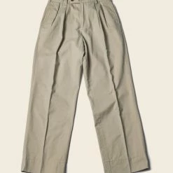 Non Stock BEST SELLERS 1930s IVY Style Double Pleated Chino Trousers - Khaki