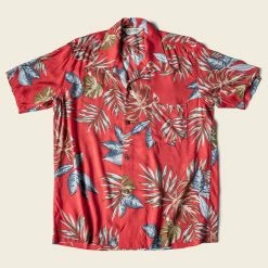 Non Stock Plants & Flowers Pattern Aloha Shirt - Red New Arrivals - S/S 2022