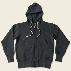 Non Stock 17.5 Oz Terry Cloth Zip-Up Hoodie - Black TOPS