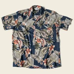 Non Stock Plants & Flowers Pattern Aloha Shirt - Navy