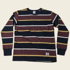 Non Stock TOPS 10 Oz Striped Long Sleeve Crewneck T-Shirt