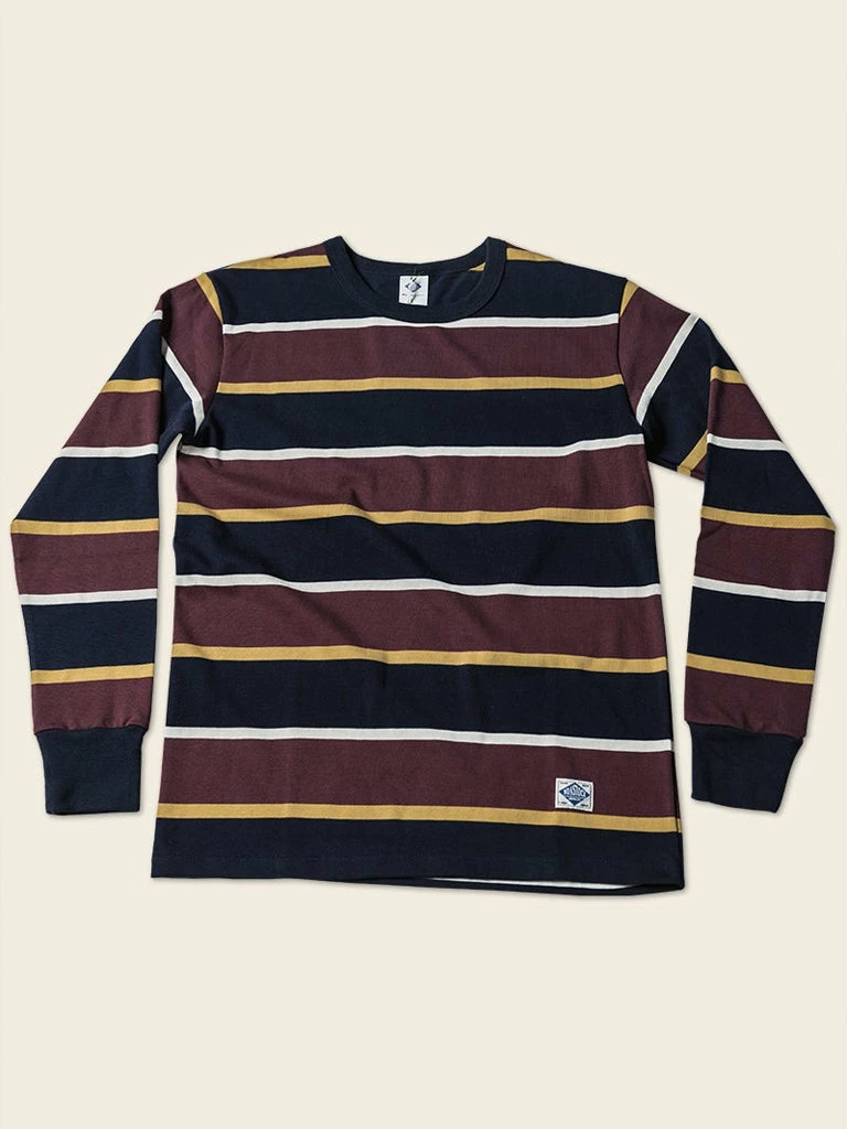 Non Stock TOPS 10 Oz Striped Long Sleeve Crewneck T-Shirt 4 Non Stock TOPS 10 Oz Striped Long Sleeve Crewneck T-Shirt