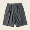 Non Stock Classic Straight Leg Double Pleated Shorts - Gray 1 Non Stock Classic Straight Leg Double Pleated Shorts - Gray