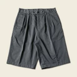 Non Stock Classic Straight Leg Double Pleated Shorts - Gray