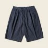 Non Stock Classic Straight Leg Double Pleated Shorts - Navy BOTTOMS