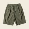 Non Stock Classic Straight Leg Double Pleated Shorts - Olive 2 Non Stock Classic Straight Leg Double Pleated Shorts - Olive